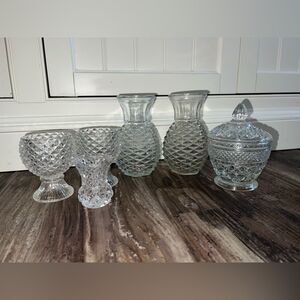 Rare vintage pineapple shape crystal glass set collection bundle